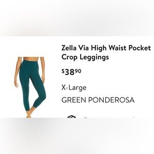 Zella Via High Waist Pocket
Crop Leggings size XL